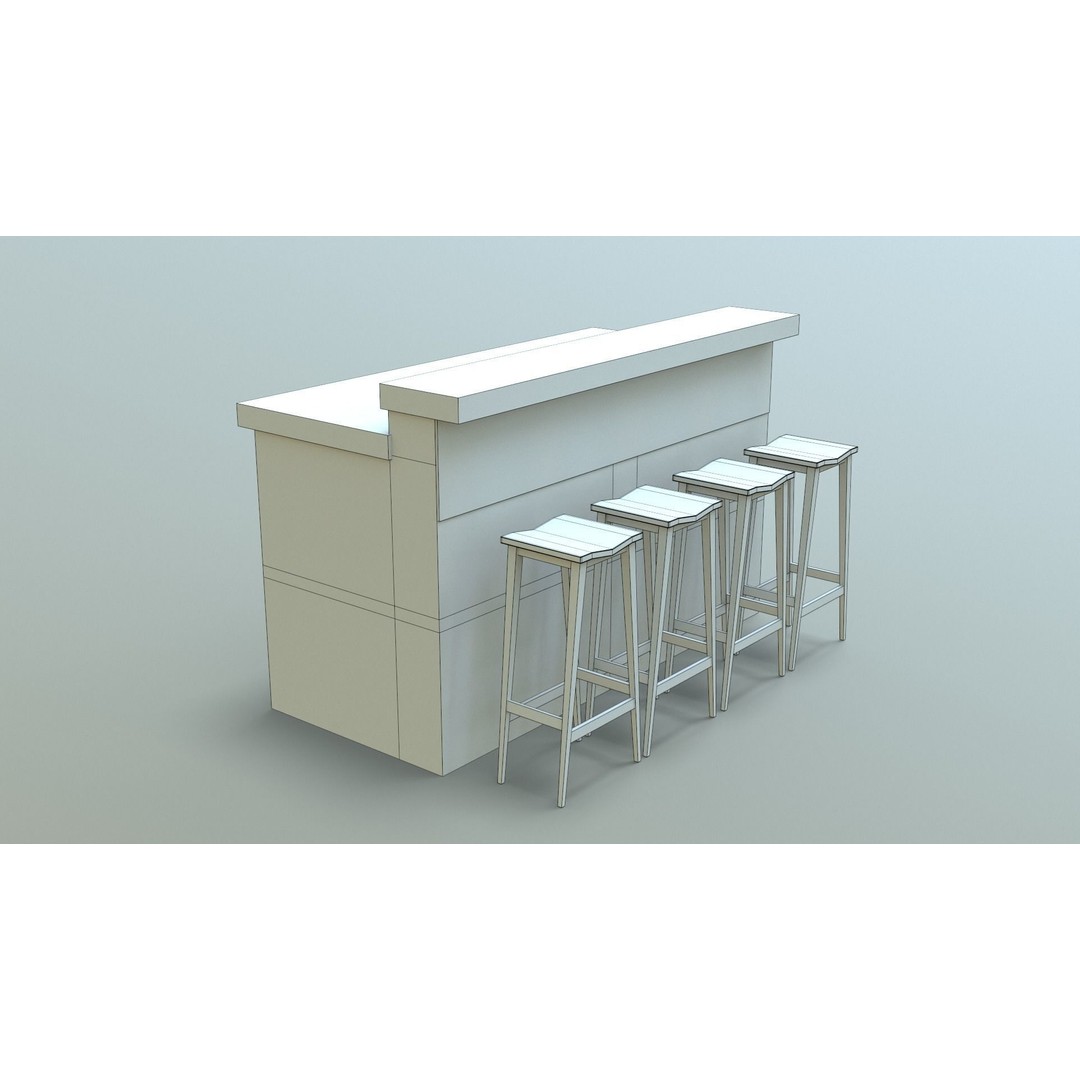 Kitchen Counter 3D Model – Low Poly Furniture Asset, FBX, OBJ - View 15