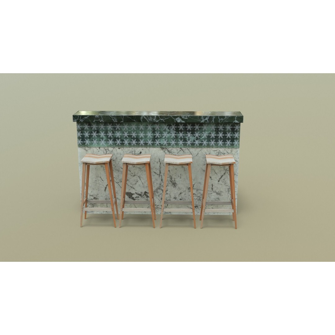 Kitchen Counter 3D Model – Low Poly Furniture Asset, FBX, OBJ - View 25