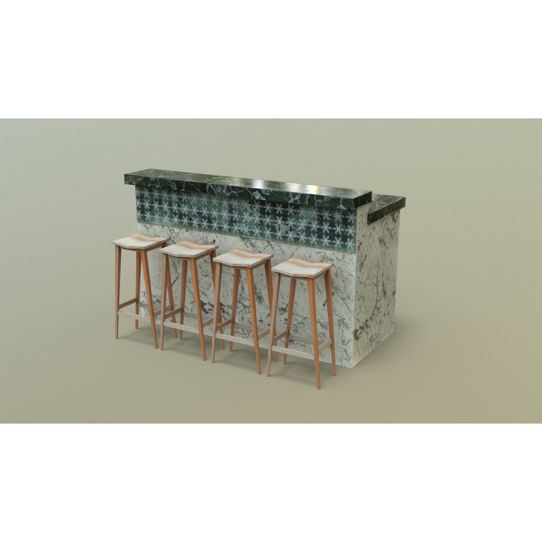Kitchen Counter 3D Model – Low Poly Furniture Asset, FBX, OBJ - View 26