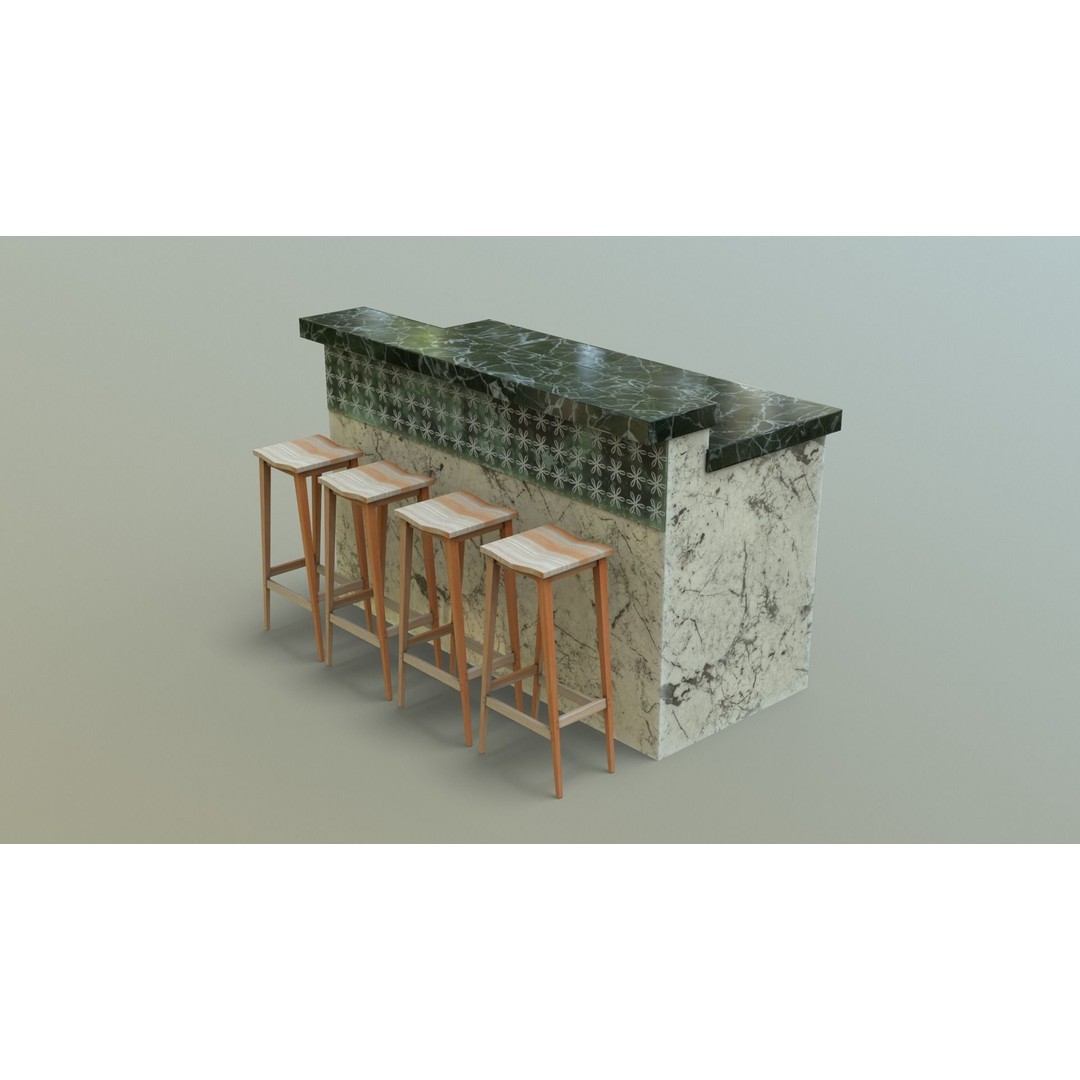 Kitchen Counter 3D Model – Low Poly Furniture Asset, FBX, OBJ - View 31