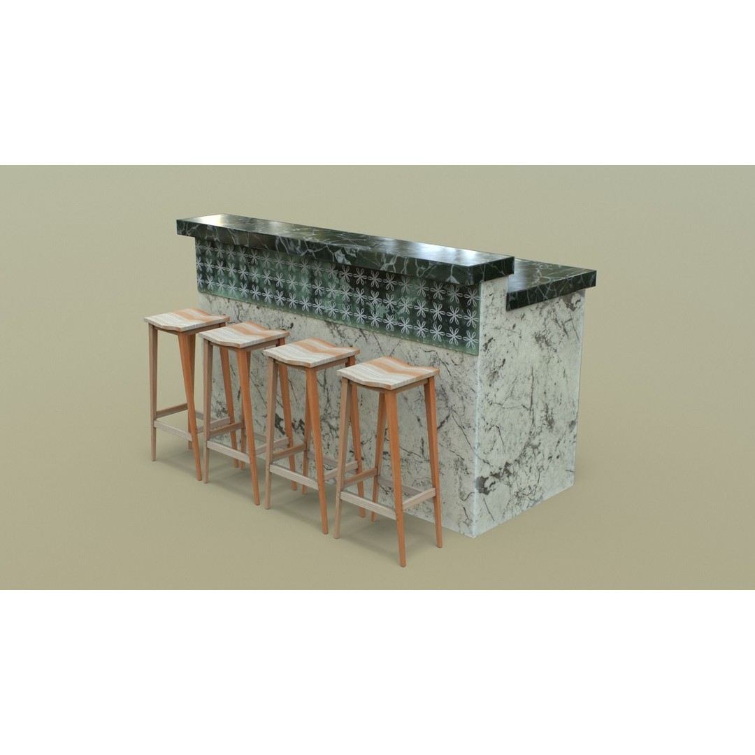 Kitchen Counter 3D Model – Low Poly Furniture Asset, FBX, OBJ - View 36