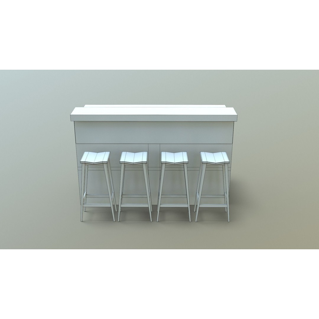 Kitchen Counter 3D Model – Low Poly Furniture Asset, FBX, OBJ - View 37