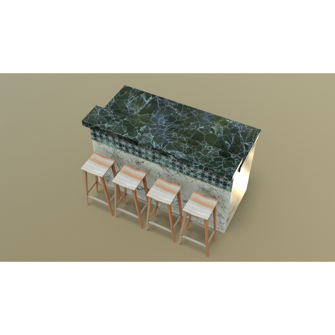 Kitchen Counter 3D Model – Low Poly Furniture Asset, FBX, OBJ - View 39