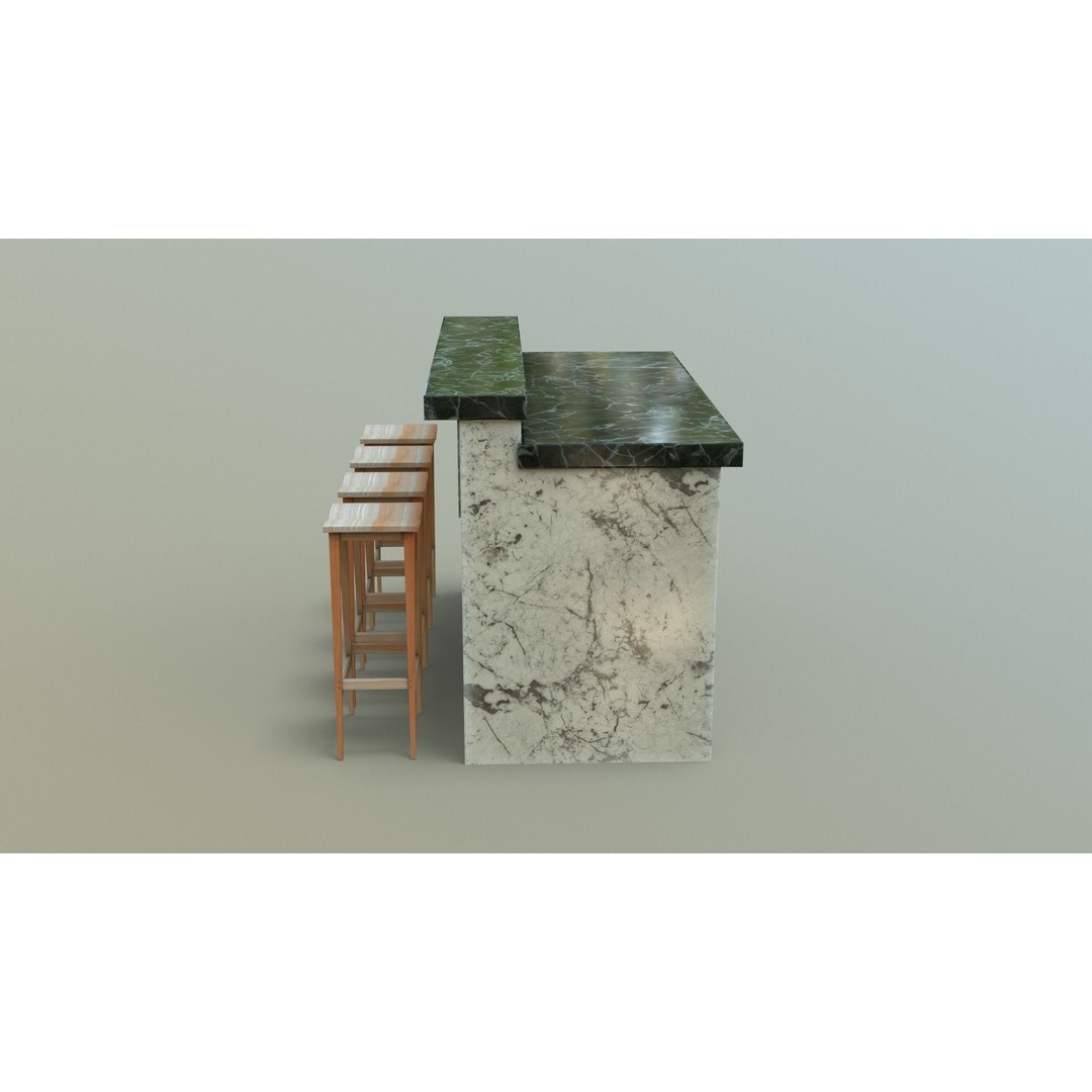 Kitchen Counter 3D Model – Low Poly Furniture Asset, FBX, OBJ - View 7
