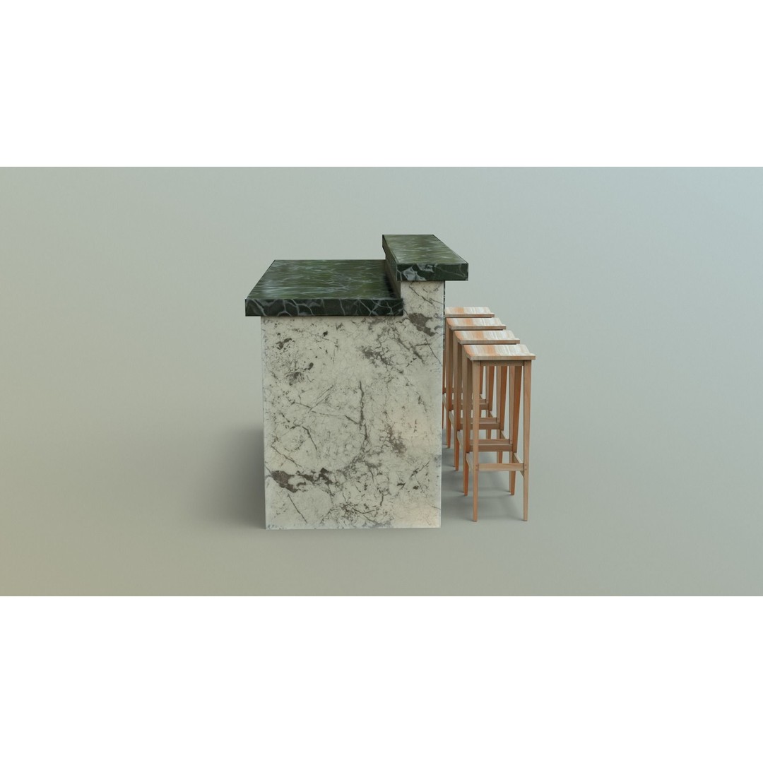 Kitchen Counter 3D Model – Low Poly Furniture Asset, FBX, OBJ - View 8