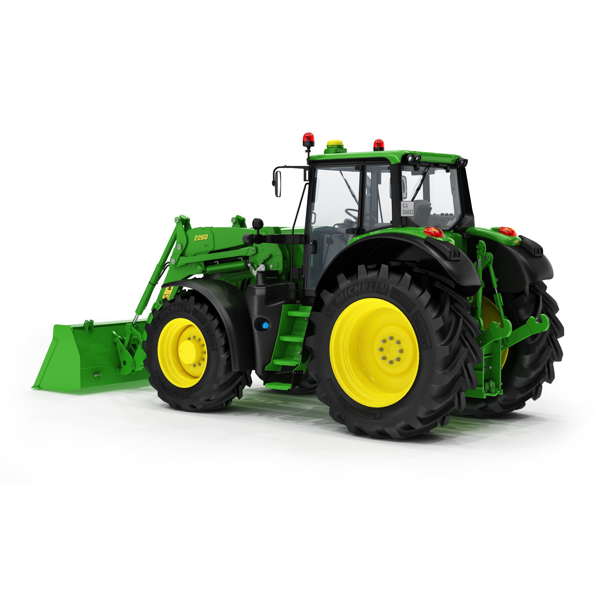 John Deere 6195M Utility Tractor with Loader - High-Poly 3D Model - View 10