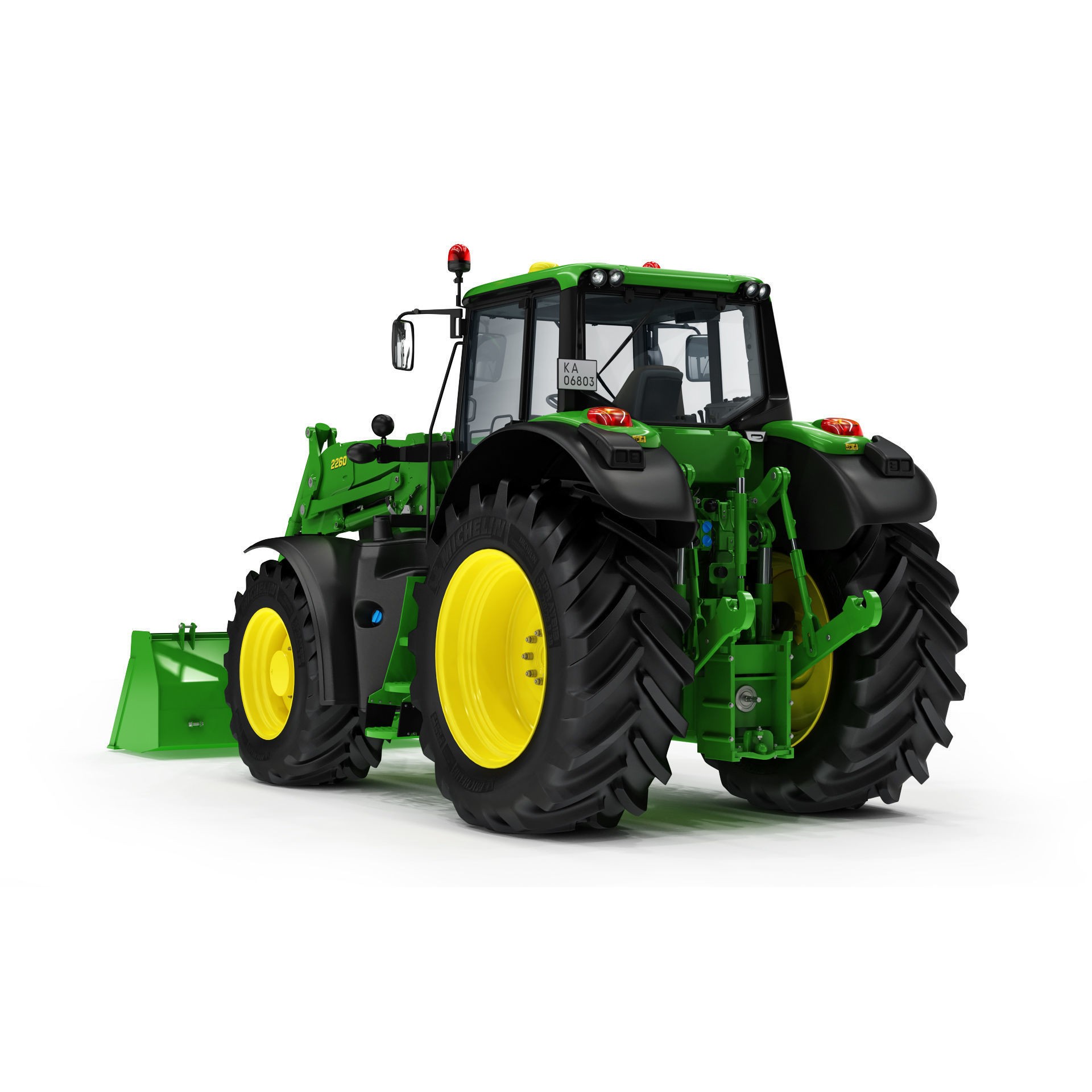 John Deere 6195M Utility Tractor with Loader - High-Poly 3D Model - View 11