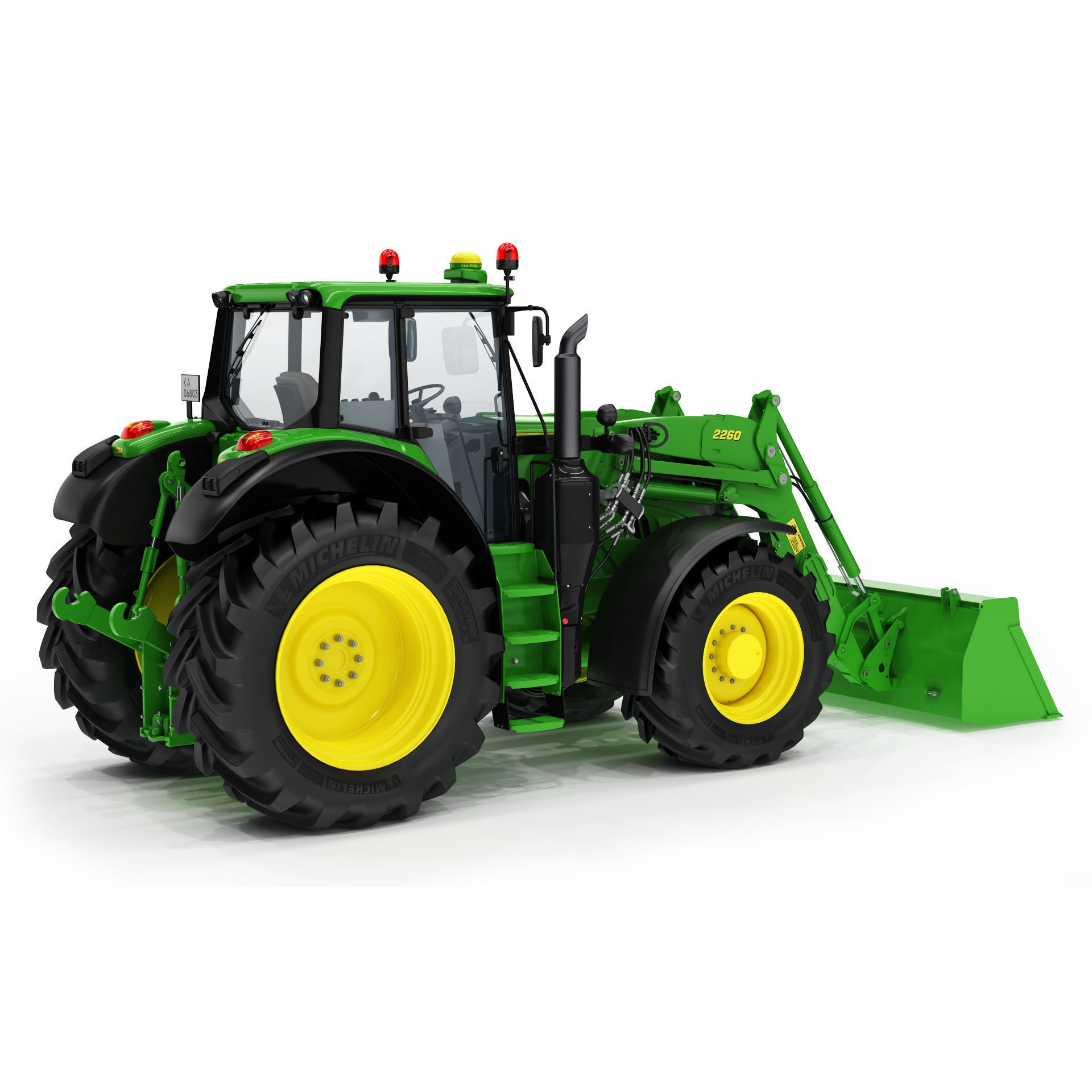 John Deere 6195M Utility Tractor with Loader - High-Poly 3D Model - View 13
