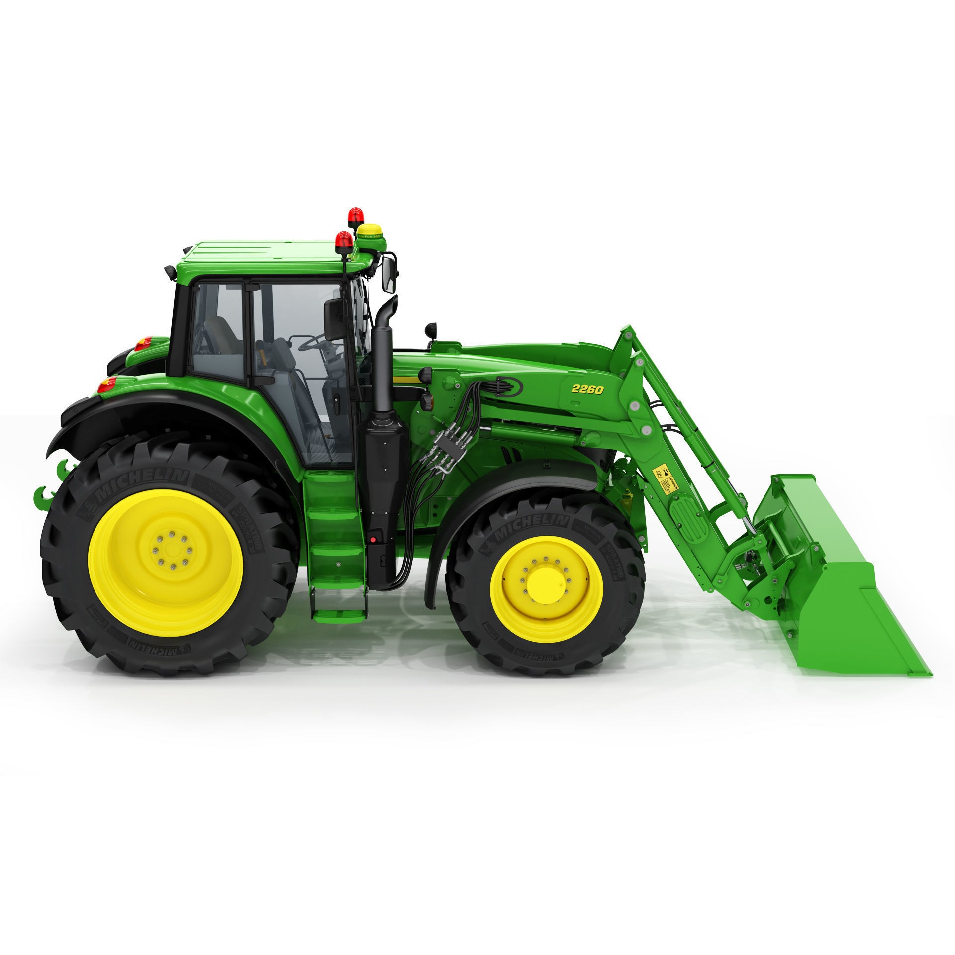 John Deere 6195M Utility Tractor with Loader - High-Poly 3D Model - View 14