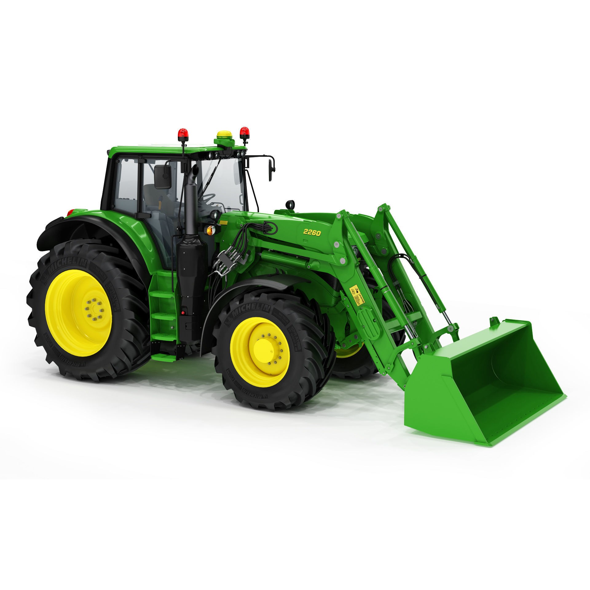John Deere 6195M Utility Tractor with Loader - High-Poly 3D Model - View 15