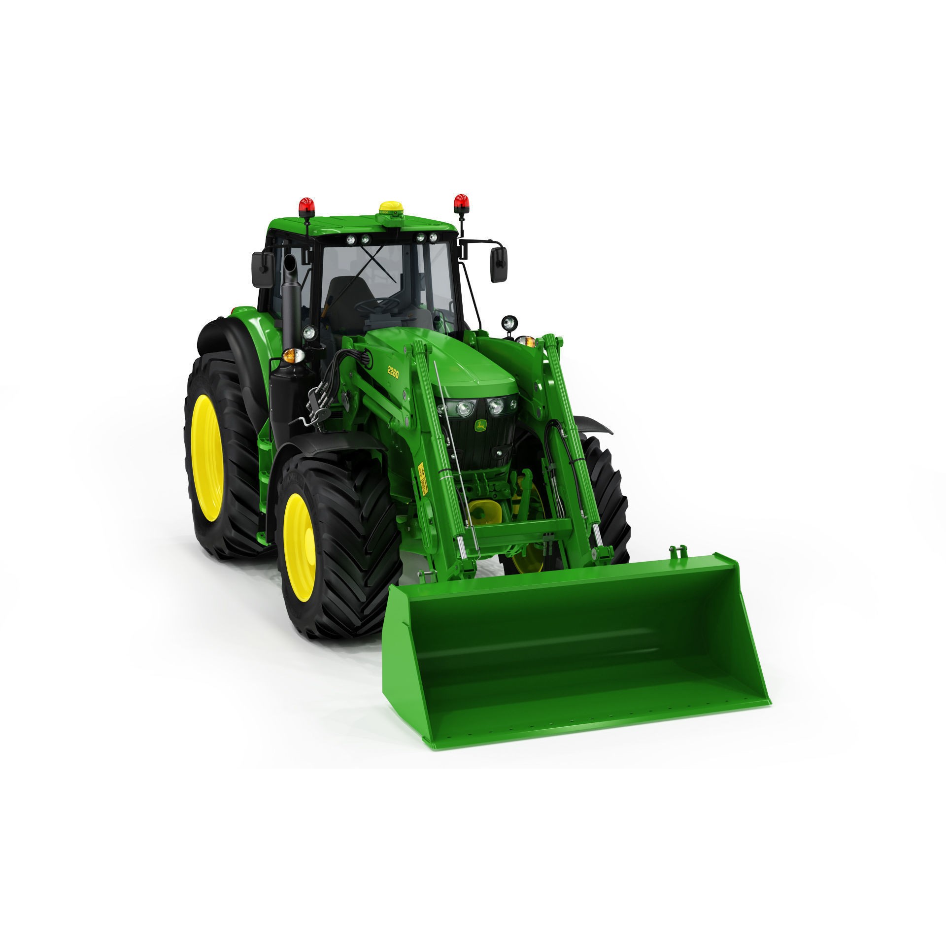 John Deere 6195M Utility Tractor with Loader - High-Poly 3D Model - View 16