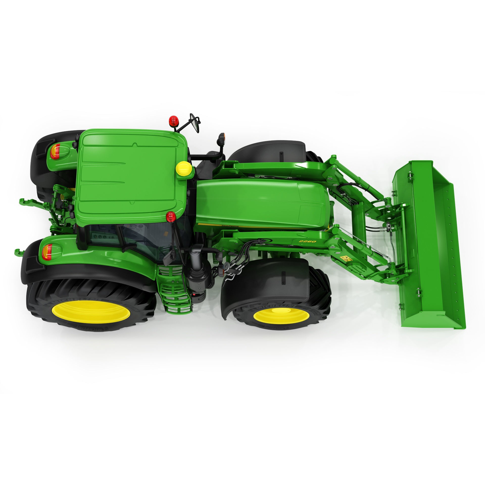 John Deere 6195M Utility Tractor with Loader - High-Poly 3D Model - View 17