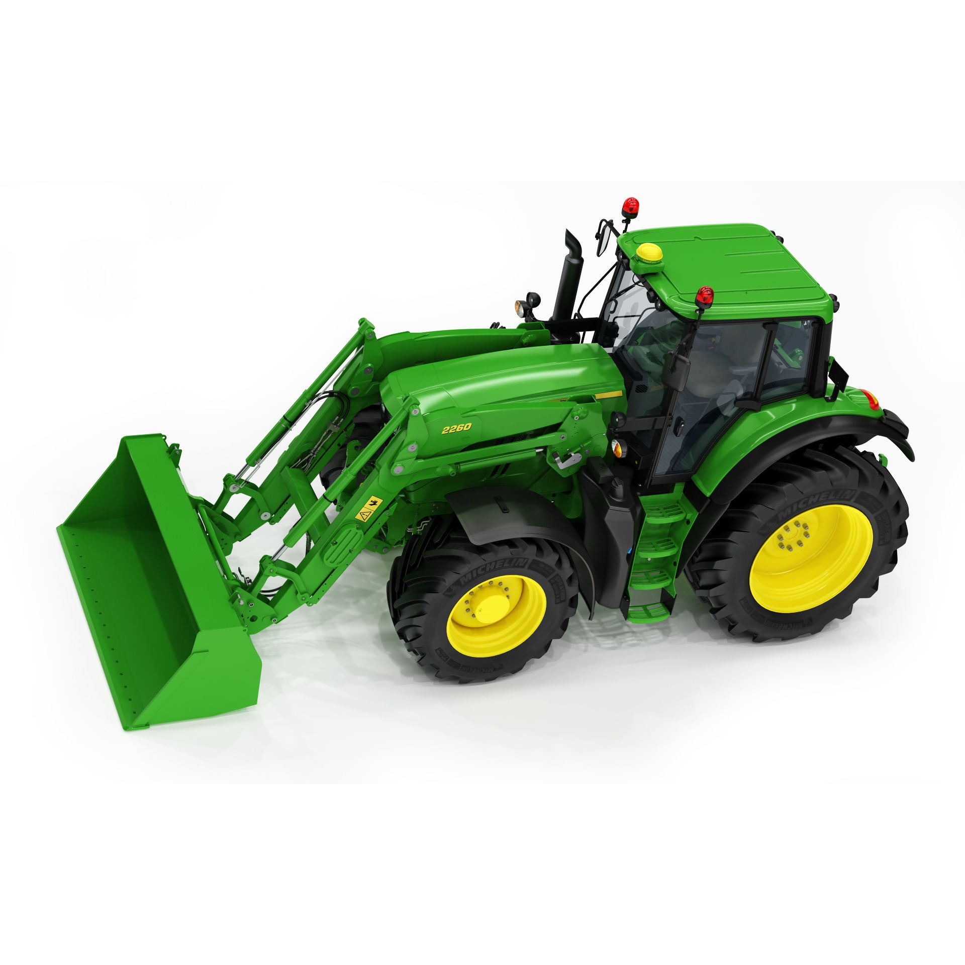 John Deere 6195M Utility Tractor with Loader - High-Poly 3D Model - View 18
