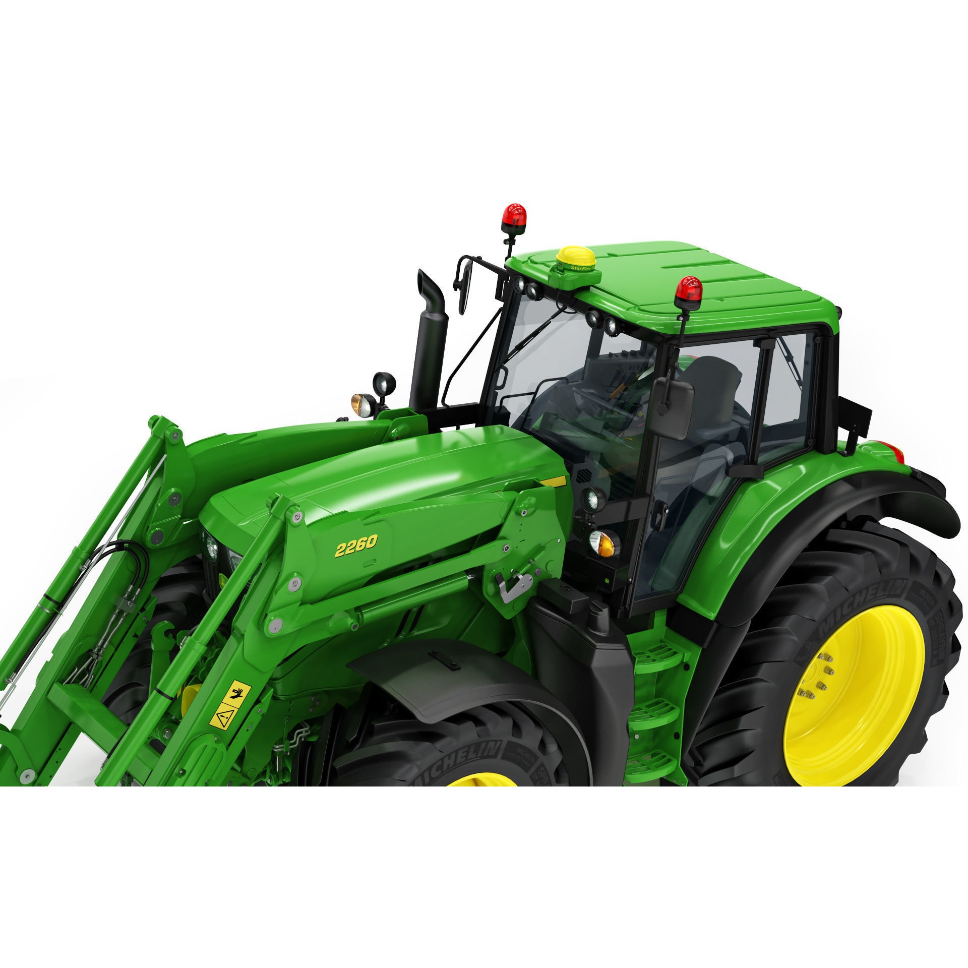 John Deere 6195M Utility Tractor with Loader - High-Poly 3D Model - View 20