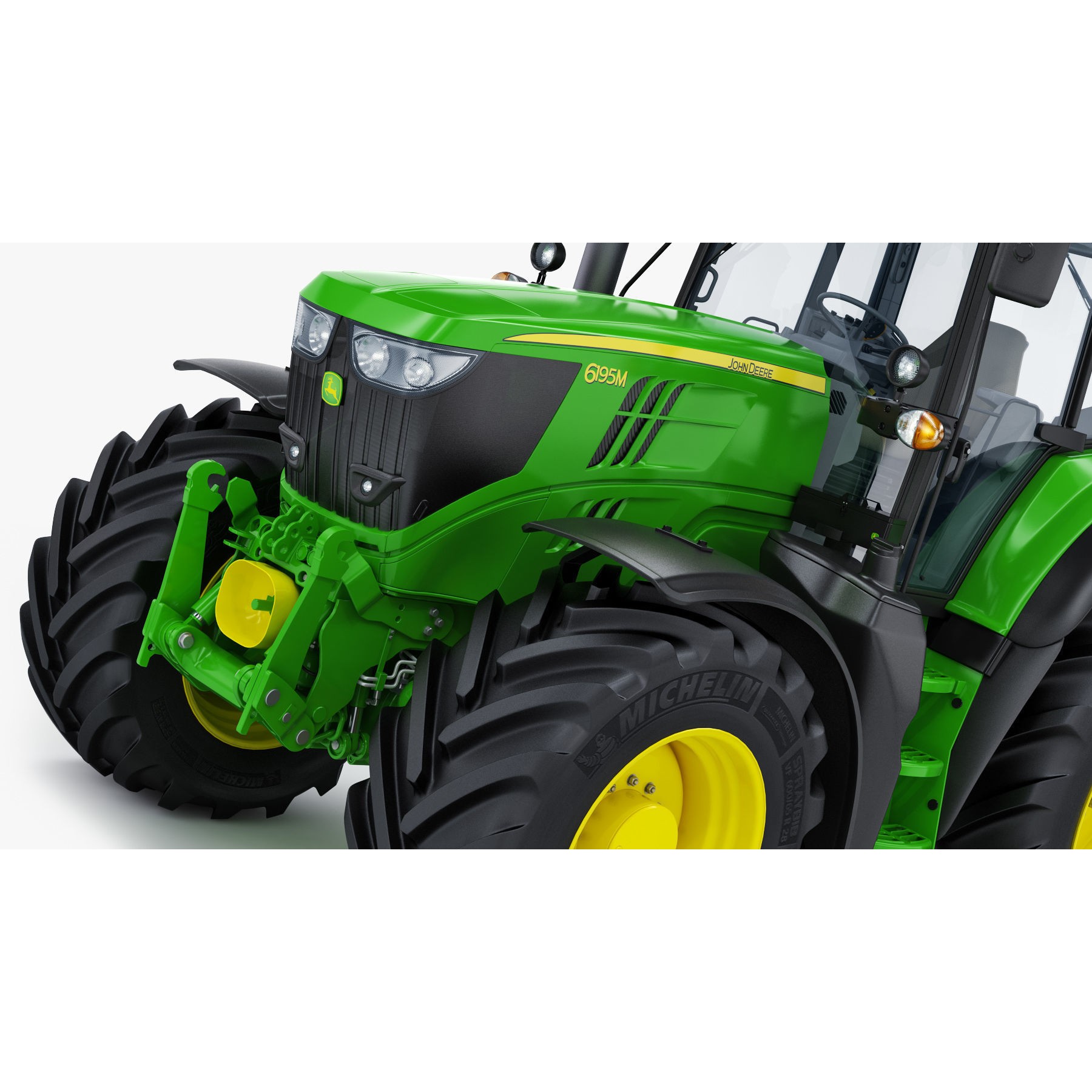 John Deere 6195M Utility Tractor with Loader - High-Poly 3D Model - View 21