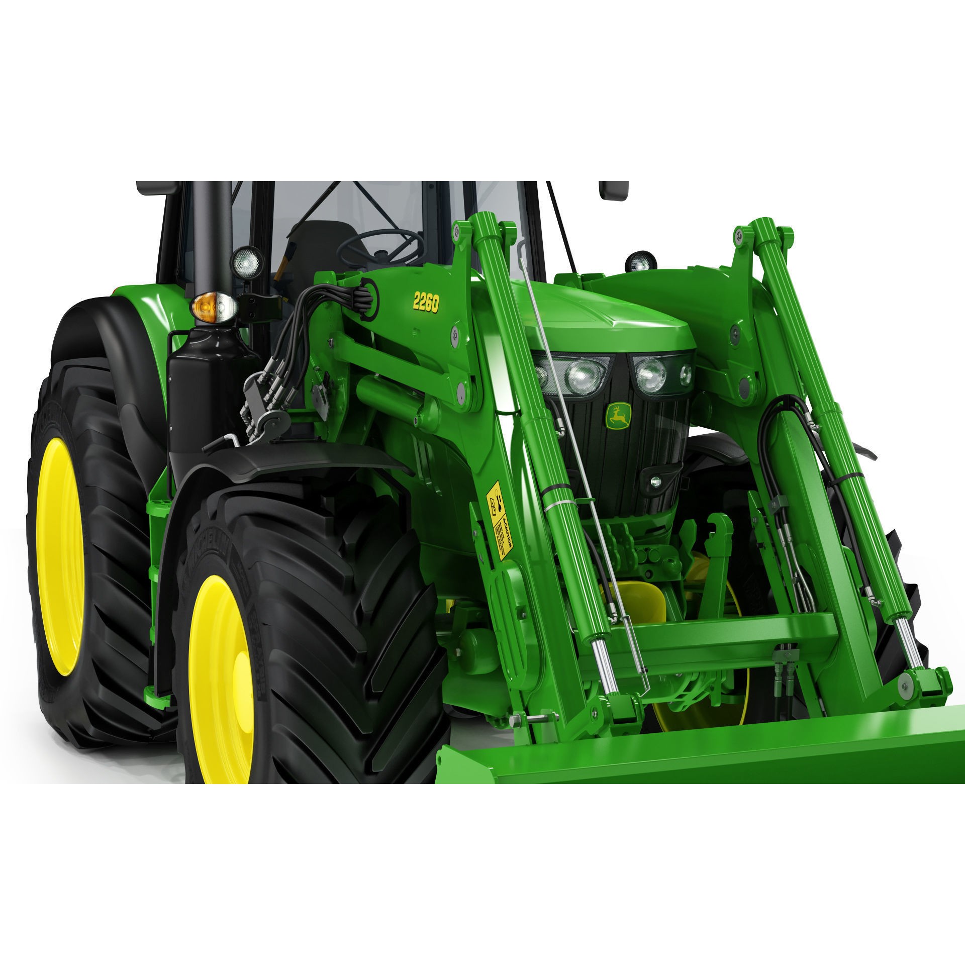 John Deere 6195M Utility Tractor with Loader - High-Poly 3D Model - View 25