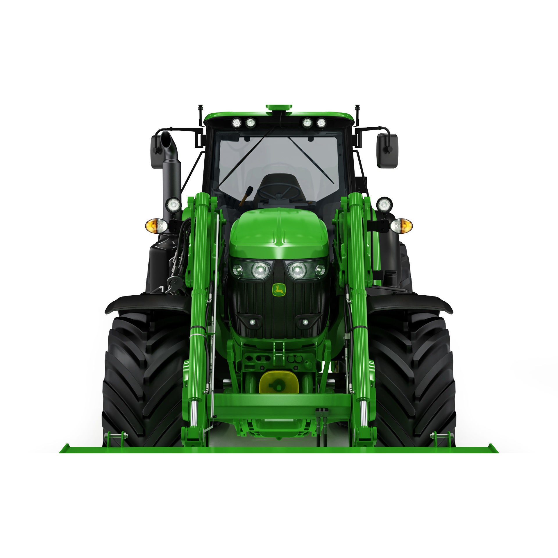 John Deere 6195M Utility Tractor with Loader - High-Poly 3D Model - View 26