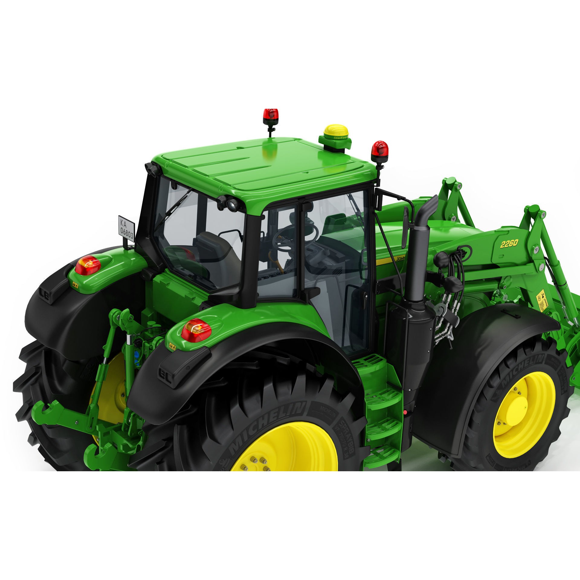 John Deere 6195M Utility Tractor with Loader - High-Poly 3D Model - View 27