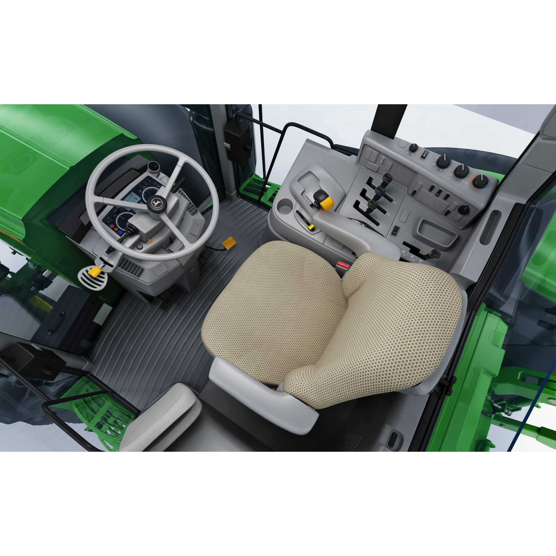 John Deere 6195M Utility Tractor with Loader - High-Poly 3D Model - View 30