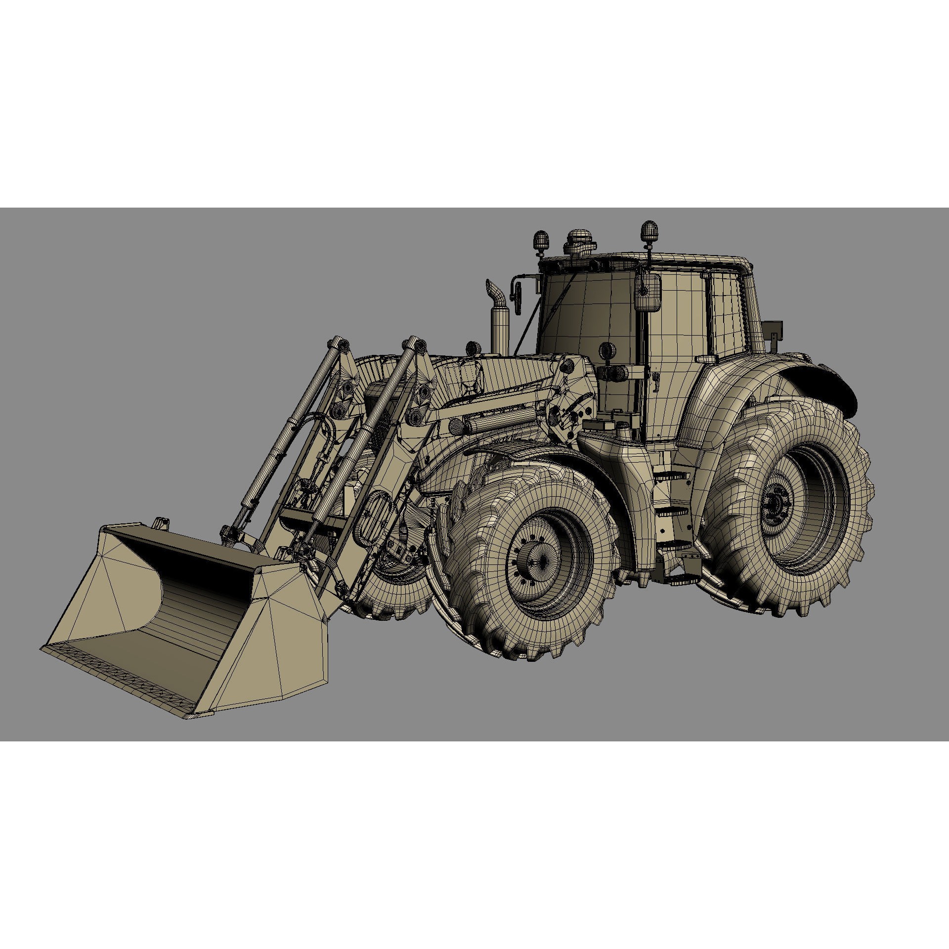 John Deere 6195M Utility Tractor with Loader - High-Poly 3D Model - View 32