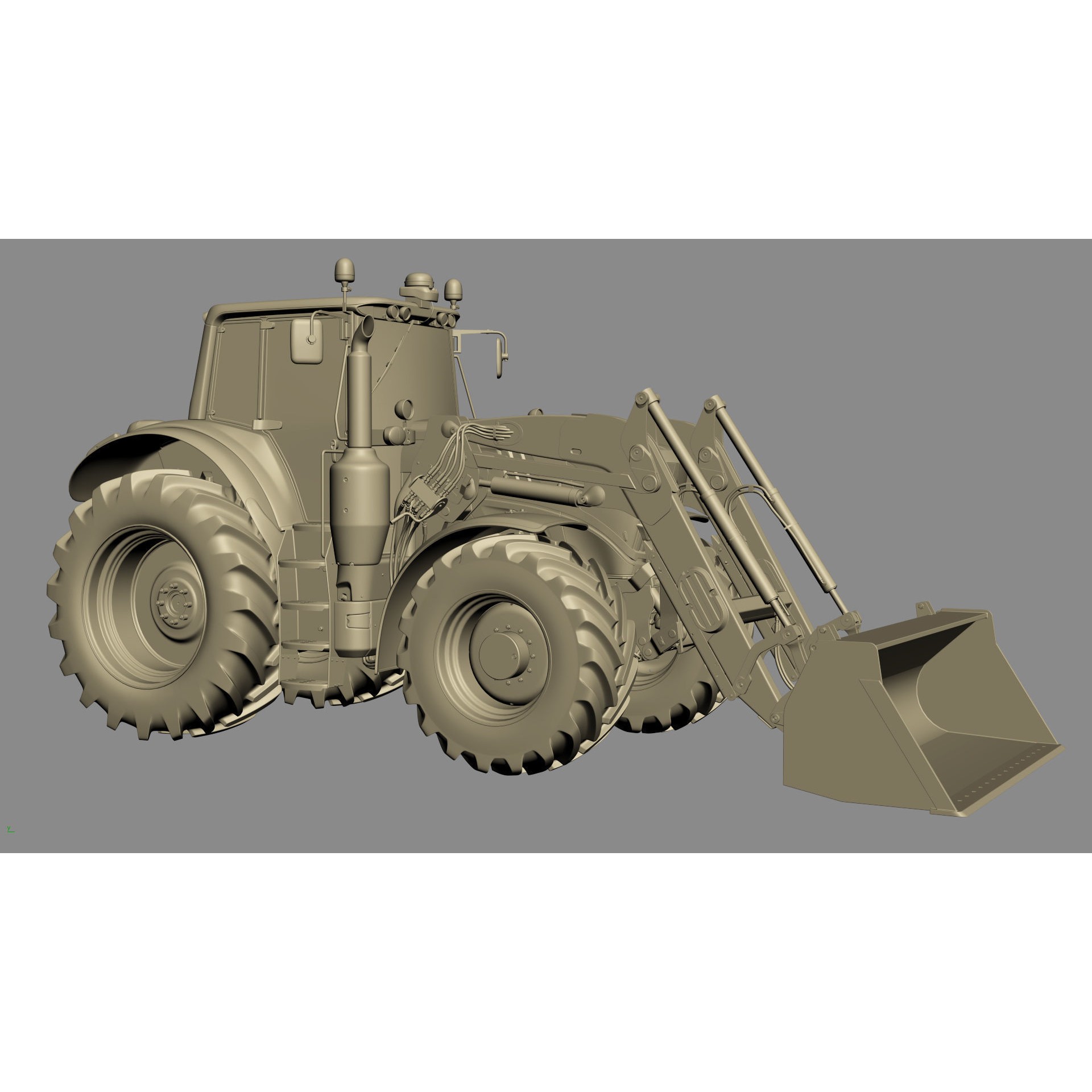 John Deere 6195M Utility Tractor with Loader - High-Poly 3D Model - View 33