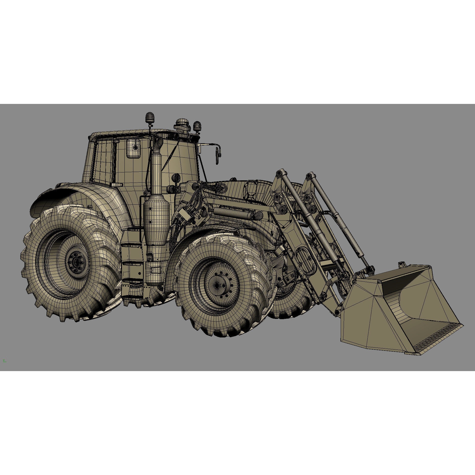 John Deere 6195M Utility Tractor with Loader - High-Poly 3D Model - View 34