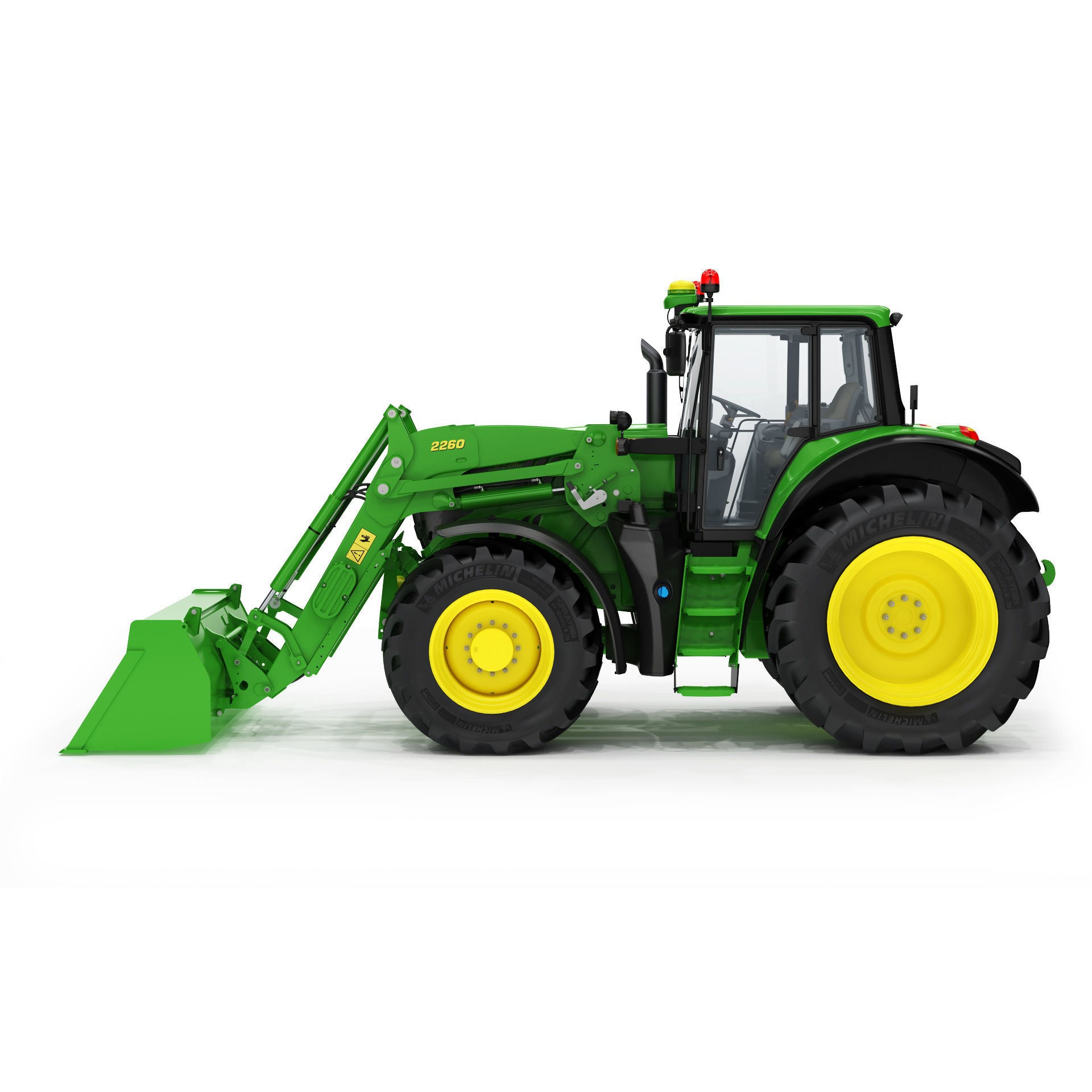 John Deere 6195M Utility Tractor with Loader - High-Poly 3D Model - View 4