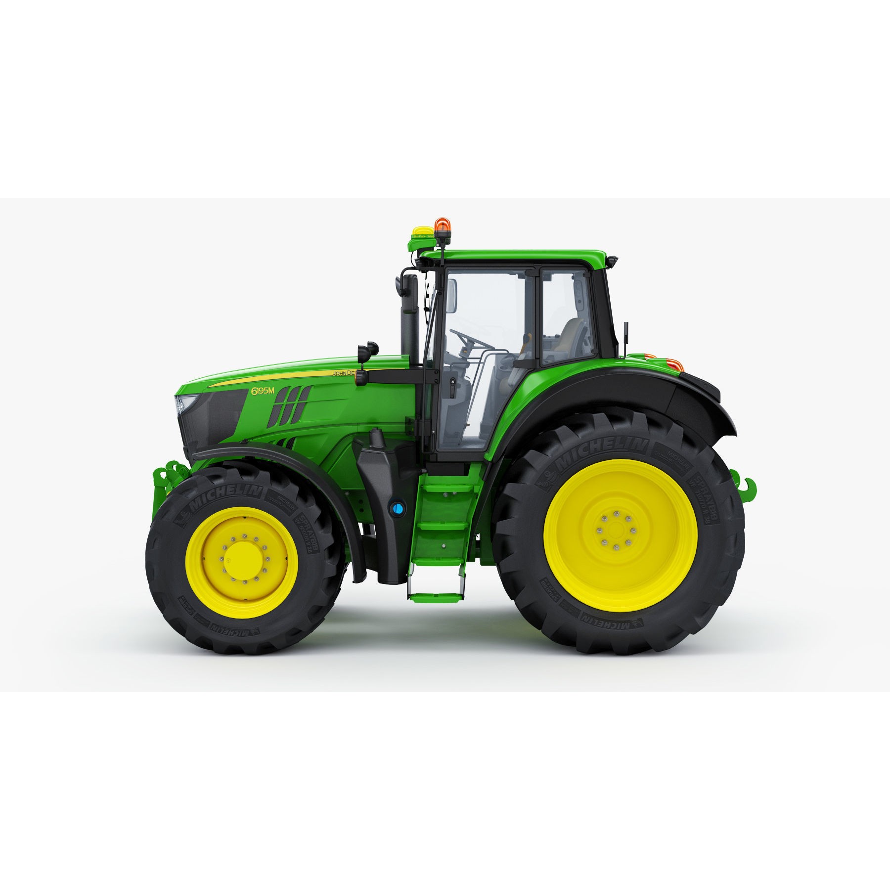 John Deere 6195M Utility Tractor with Loader - High-Poly 3D Model - View 5