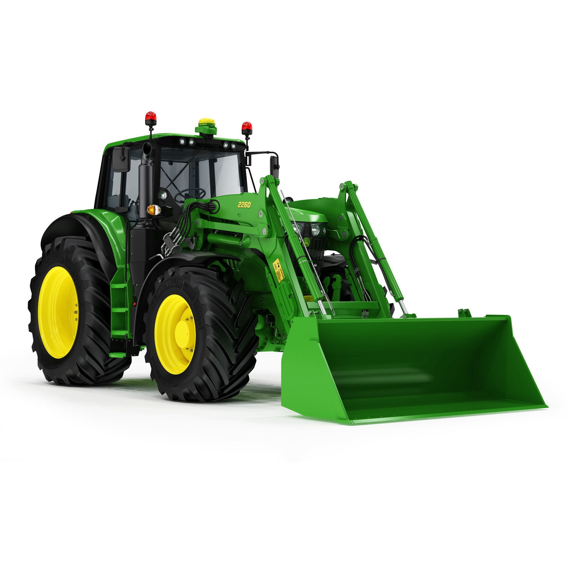 John Deere 6195M Utility Tractor with Loader - High-Poly 3D Model - View 6