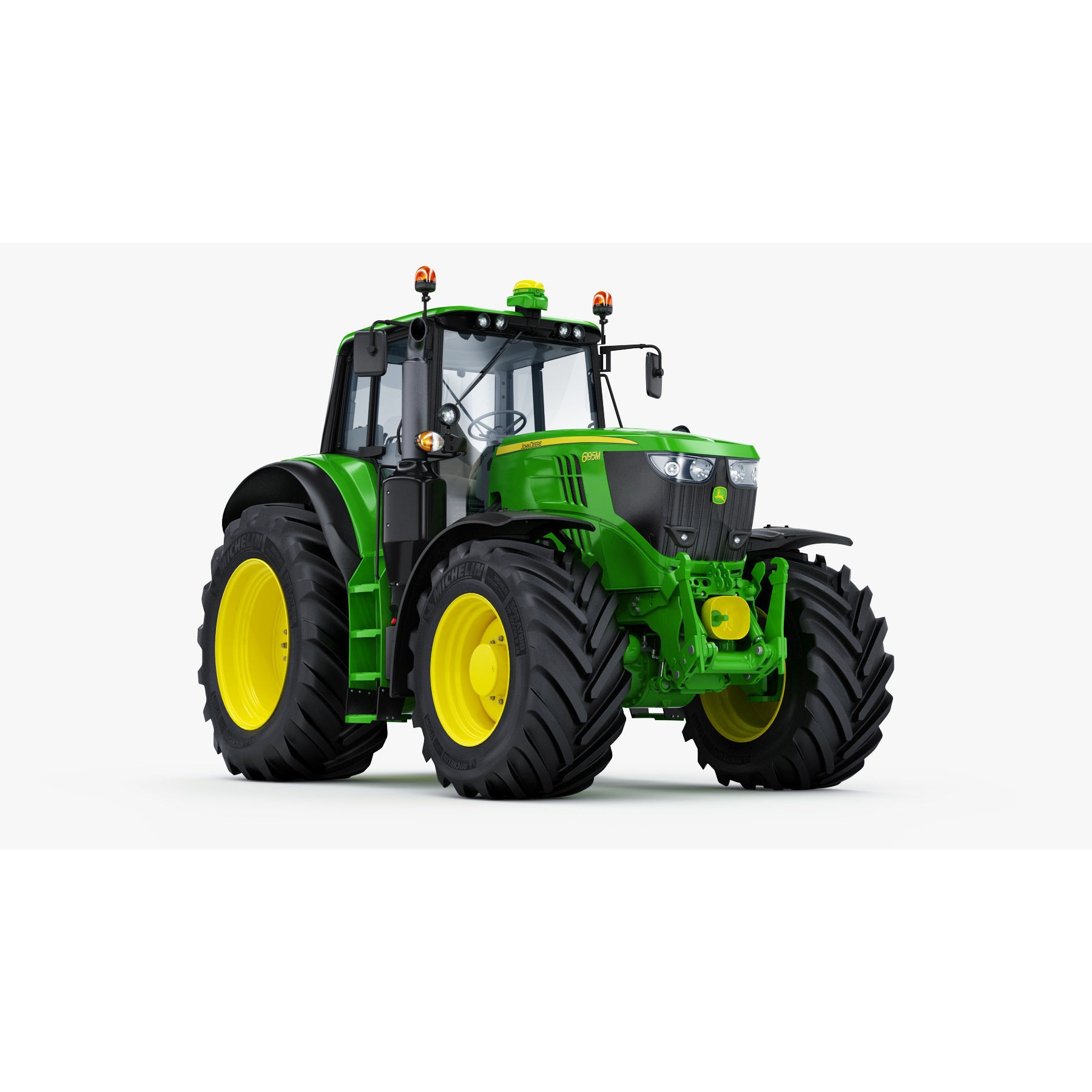 John Deere 6195M Utility Tractor with Loader - High-Poly 3D Model - View 7