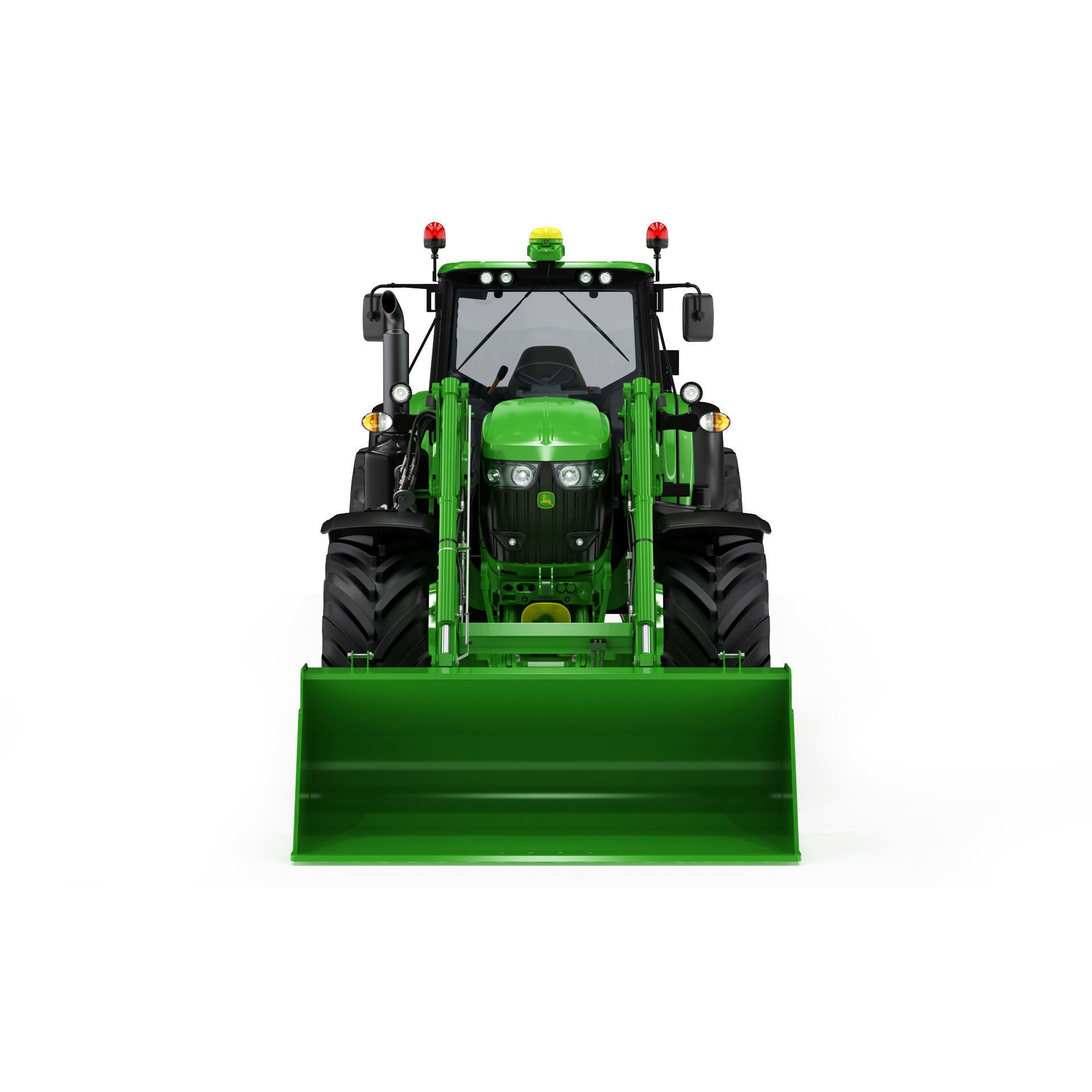 John Deere 6195M Utility Tractor with Loader - High-Poly 3D Model - View 8
