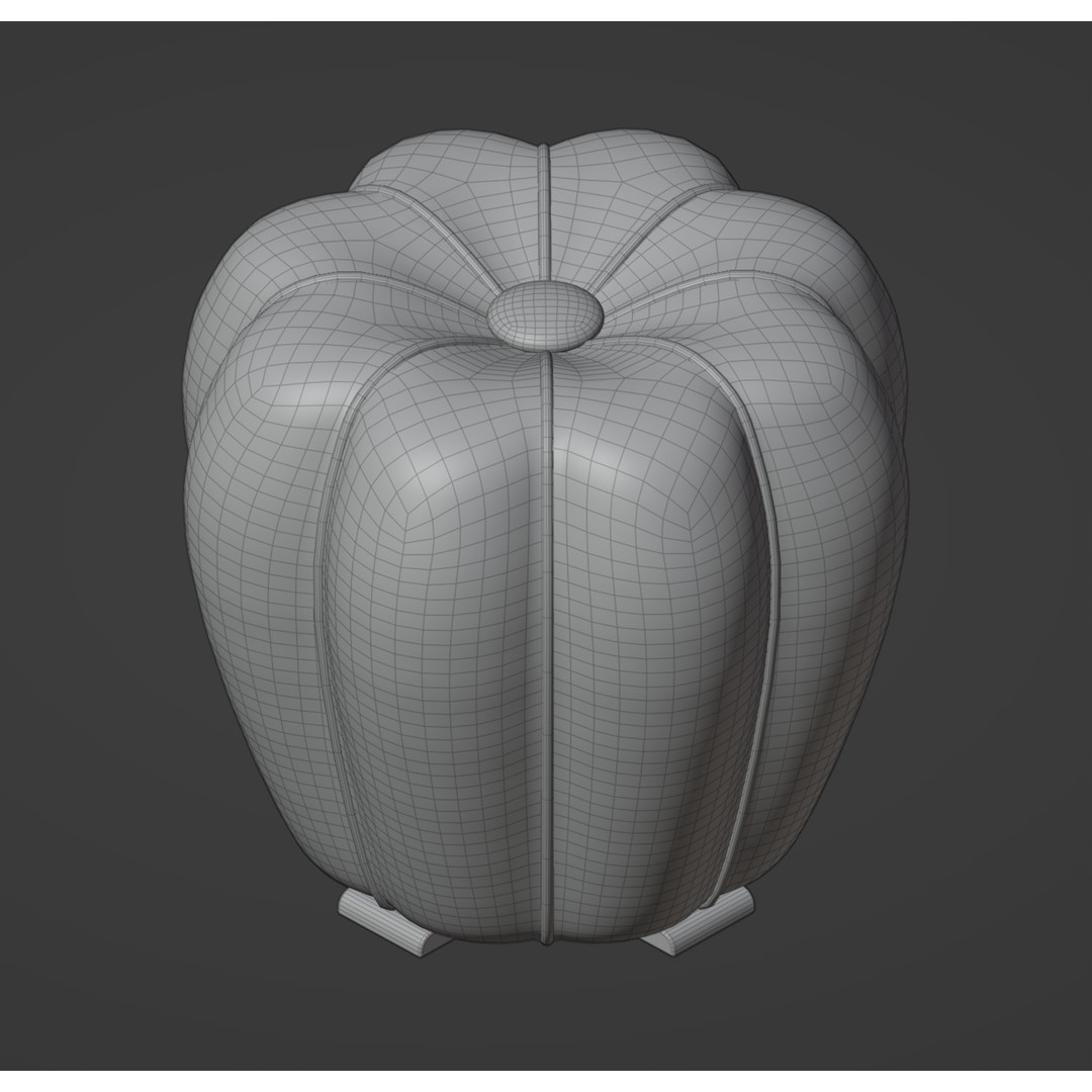 Halabala Footstool 3D Model – Vintage Art Deco Design, PBR Textures - View 10