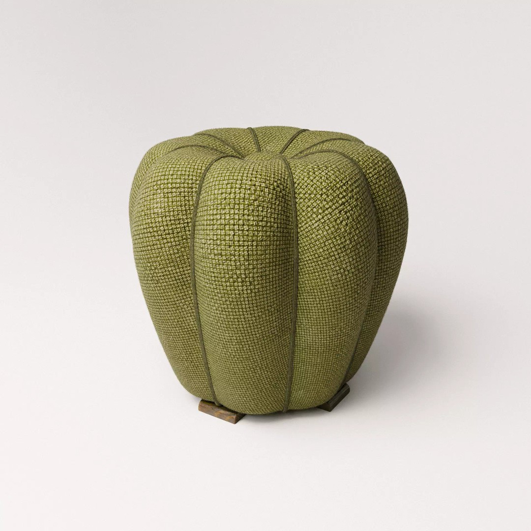 Halabala Footstool 3D Model – Vintage Art Deco Design, PBR Textures - View 2