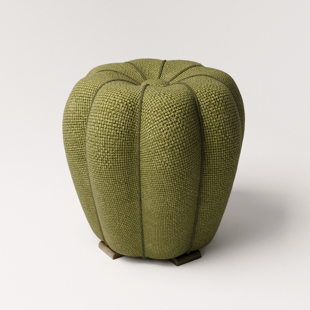 Halabala Footstool 3D Model – Vintage Art Deco Design, PBR Textures - View 4