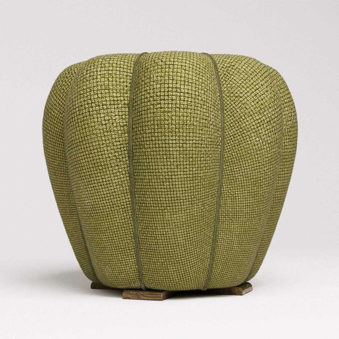 Halabala Footstool 3D Model – Vintage Art Deco Design, PBR Textures - View 5