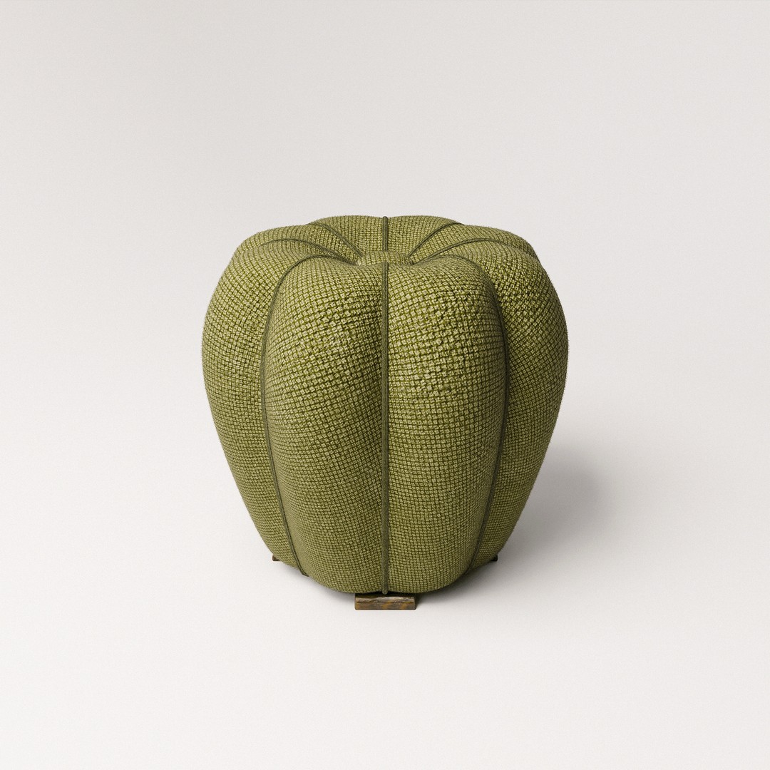 Halabala Footstool 3D Model – Vintage Art Deco Design, PBR Textures - View 8