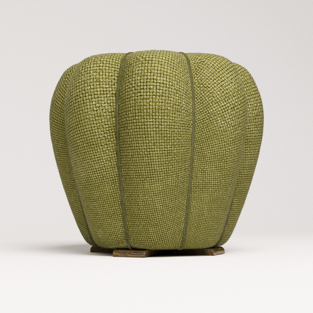 Halabala Footstool 3D Model – Vintage Art Deco Design, PBR Textures - View 9