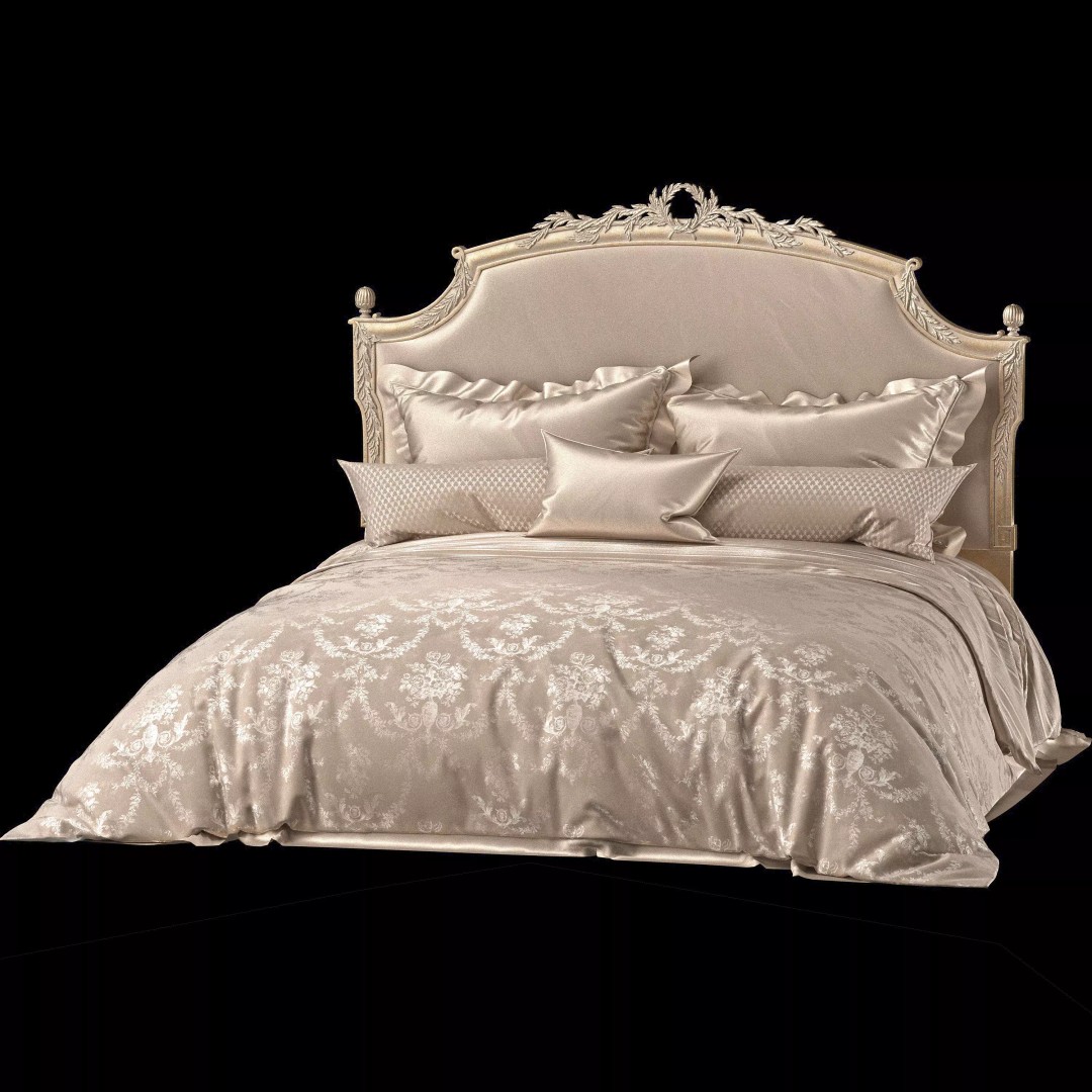 Athena Bed 3D Model – Classical Rococo Furniture, FBX, PBR - View 2