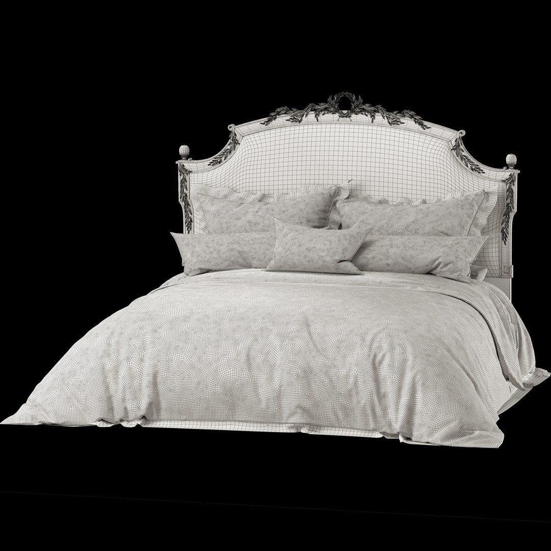 Athena Bed 3D Model – Classical Rococo Furniture, FBX, PBR - View 4