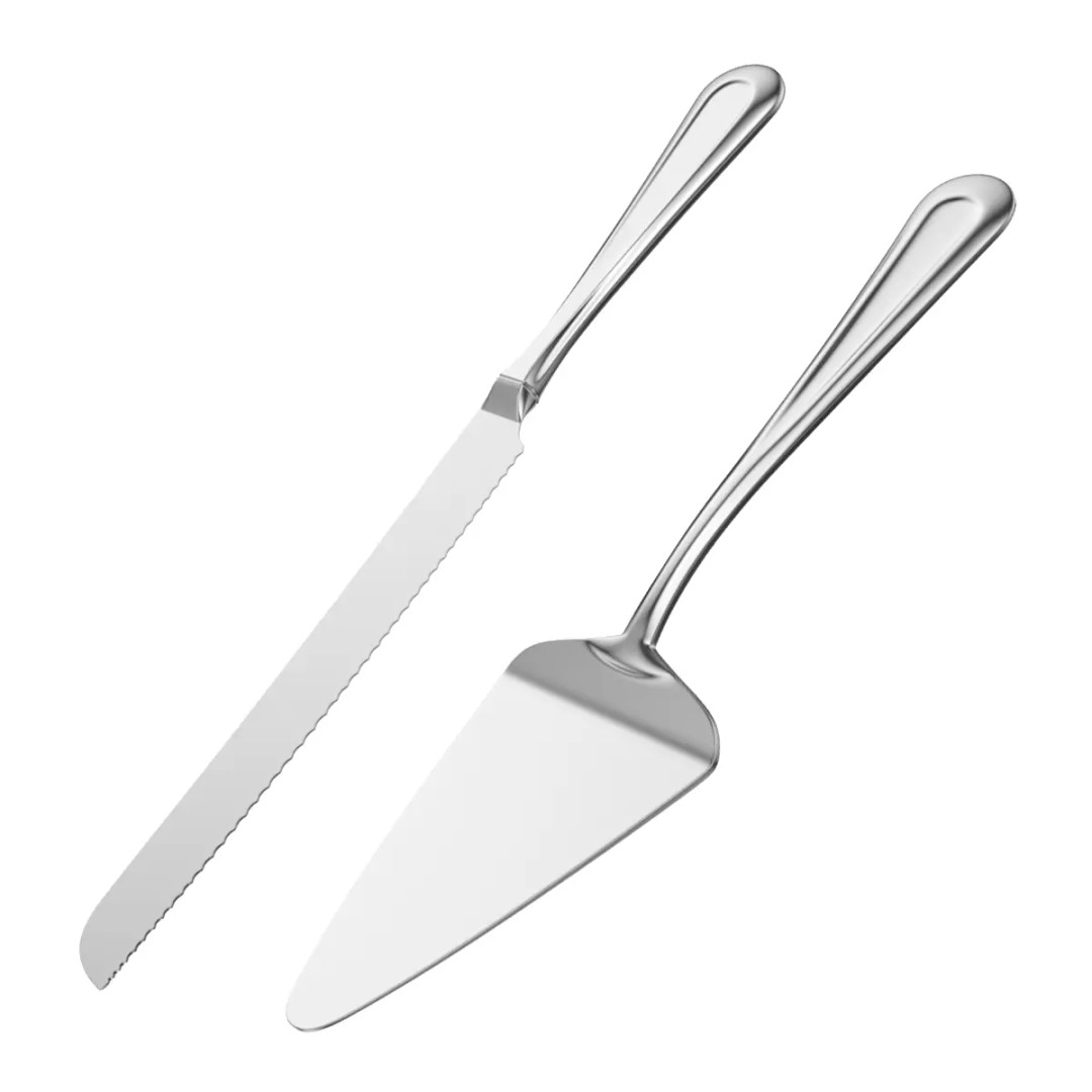 Cake Knife and Server 3D Model – Classic Cutlery Design, FBX - View 2