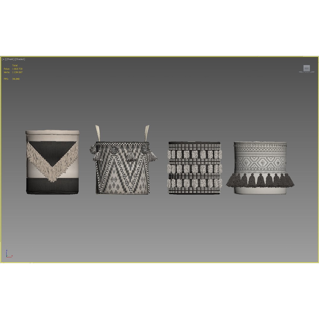 Decorative Baskets Set 3D Model – High Poly Storage Accessory, FBX - View 7