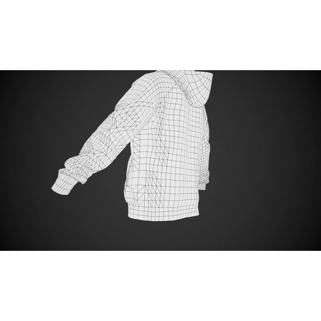 Black Open Hoodie 3D Model – Low Poly PBR Clothing Asset, FBX