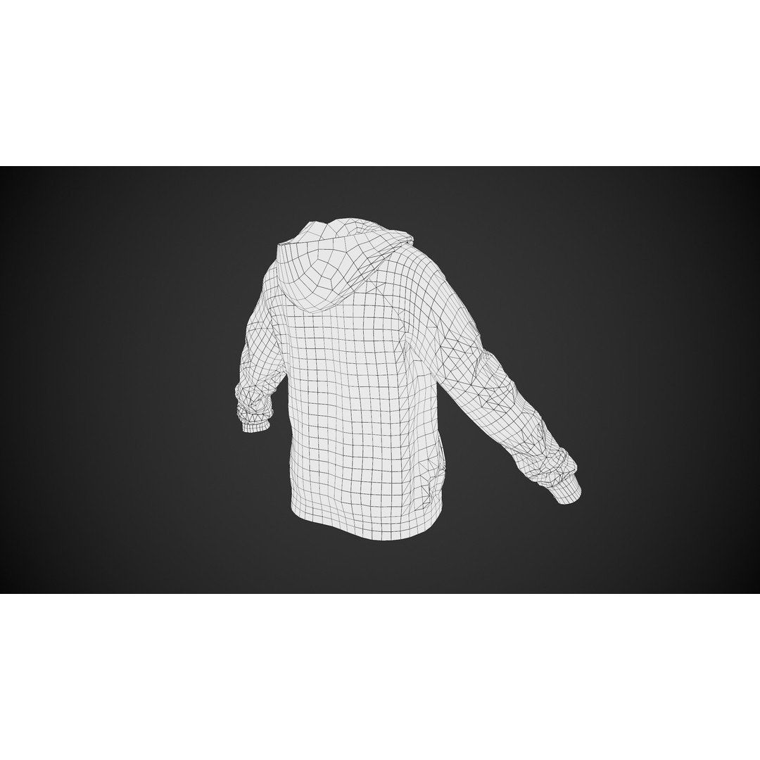 Black Open Hoodie 3D Model – Low Poly PBR Clothing Asset, FBX - View 17