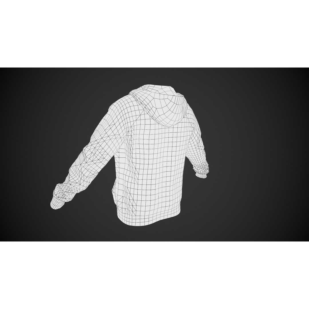 Black Open Hoodie 3D Model – Low Poly PBR Clothing Asset, FBX - View 18