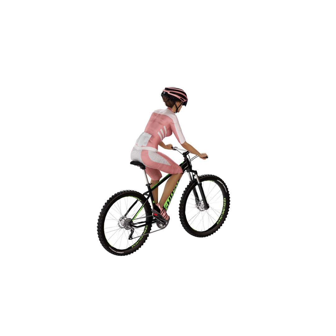 Cyclist 3D Model – Rigged Low-Poly Character for Animation - View 3