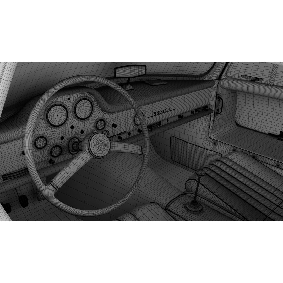 Mercedes-Benz 300 SL 3D Model – High Poly Car Asset, FBX & OBJ - View 13