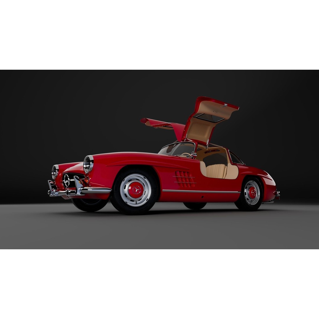 Mercedes-Benz 300 SL 3D Model – High Poly Car Asset, FBX & OBJ - View 3