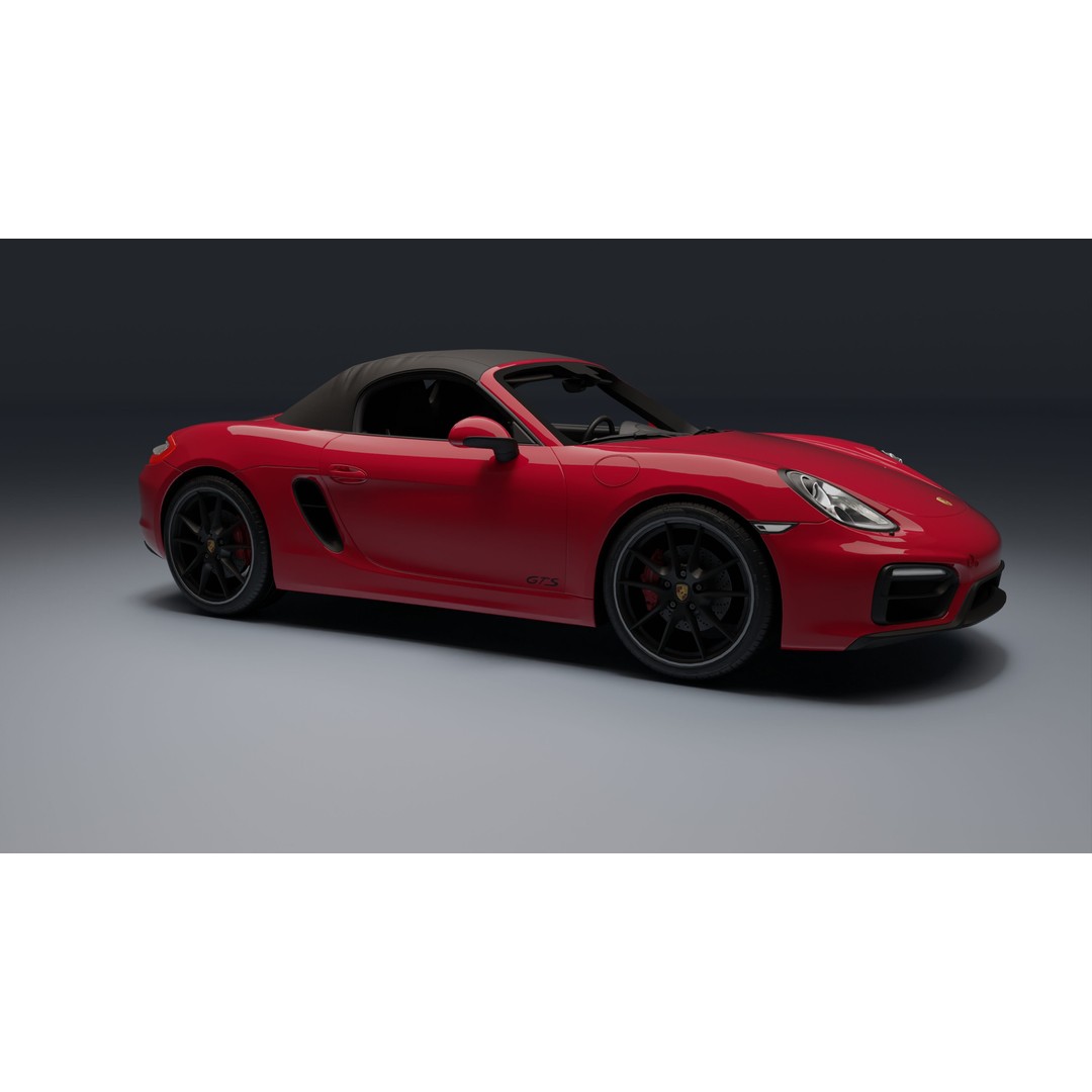 Porsche 718 Boxster GTS 3D Model – Low Poly Convertible Asset, FBX - View 6