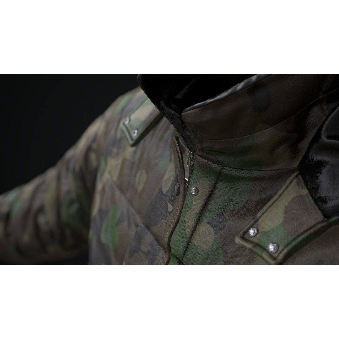 Military Winter Jacket 3D Model – Low Poly Game Ready, FBX - View 13