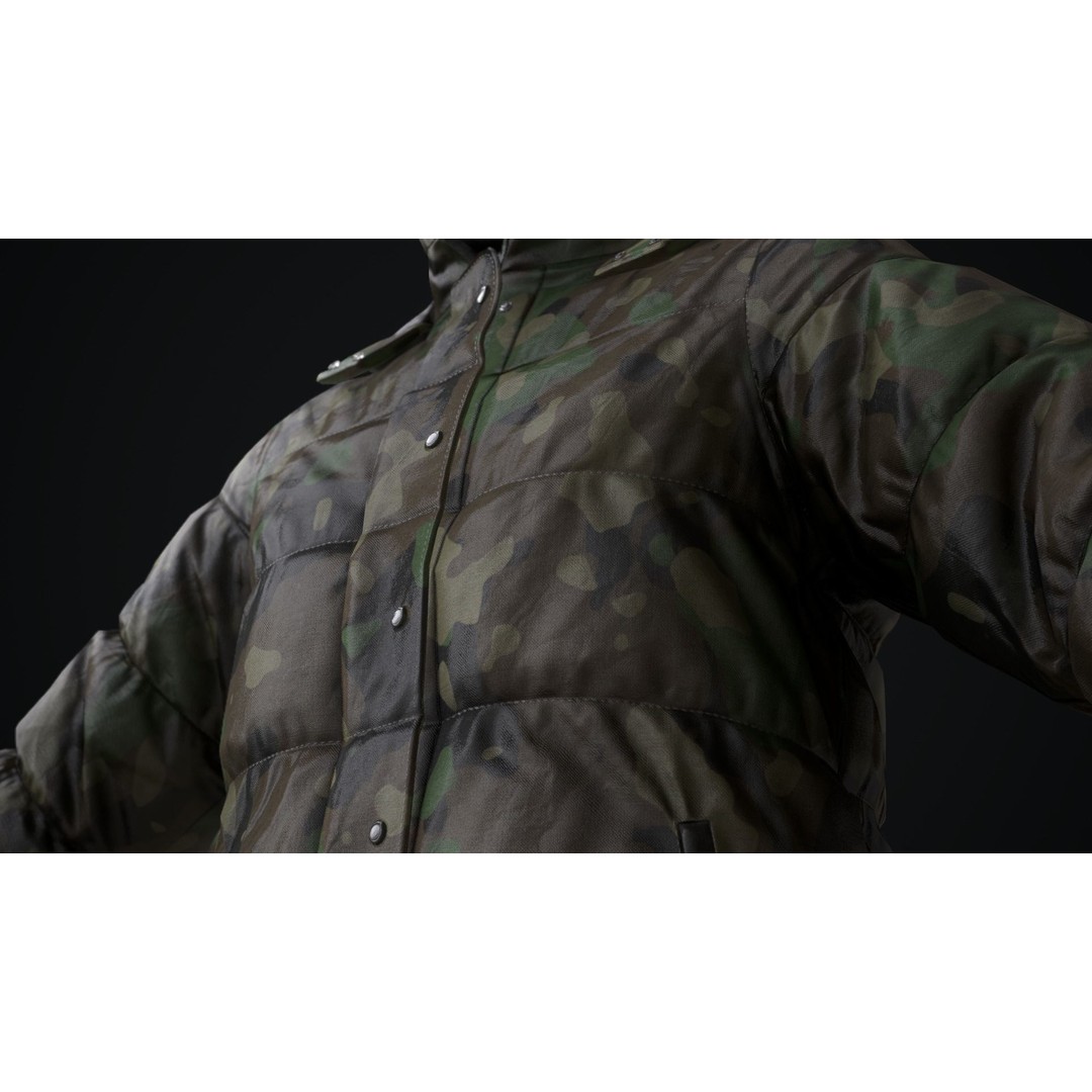 Military Winter Jacket 3D Model – Low Poly Game Ready, FBX - View 14
